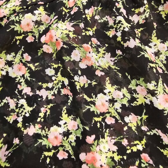 Sheer Floral Print Tank Dress sz Large Tiered Spaghetti Straps Jeans Warehouse - Picture 2 of 9